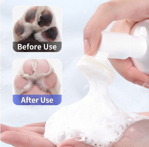 🐾 No-Rinse Pet Paw Foam Cleaner 150ml with Silicone Brush for Dogs Cats, Safe Daily Walk Paw Care