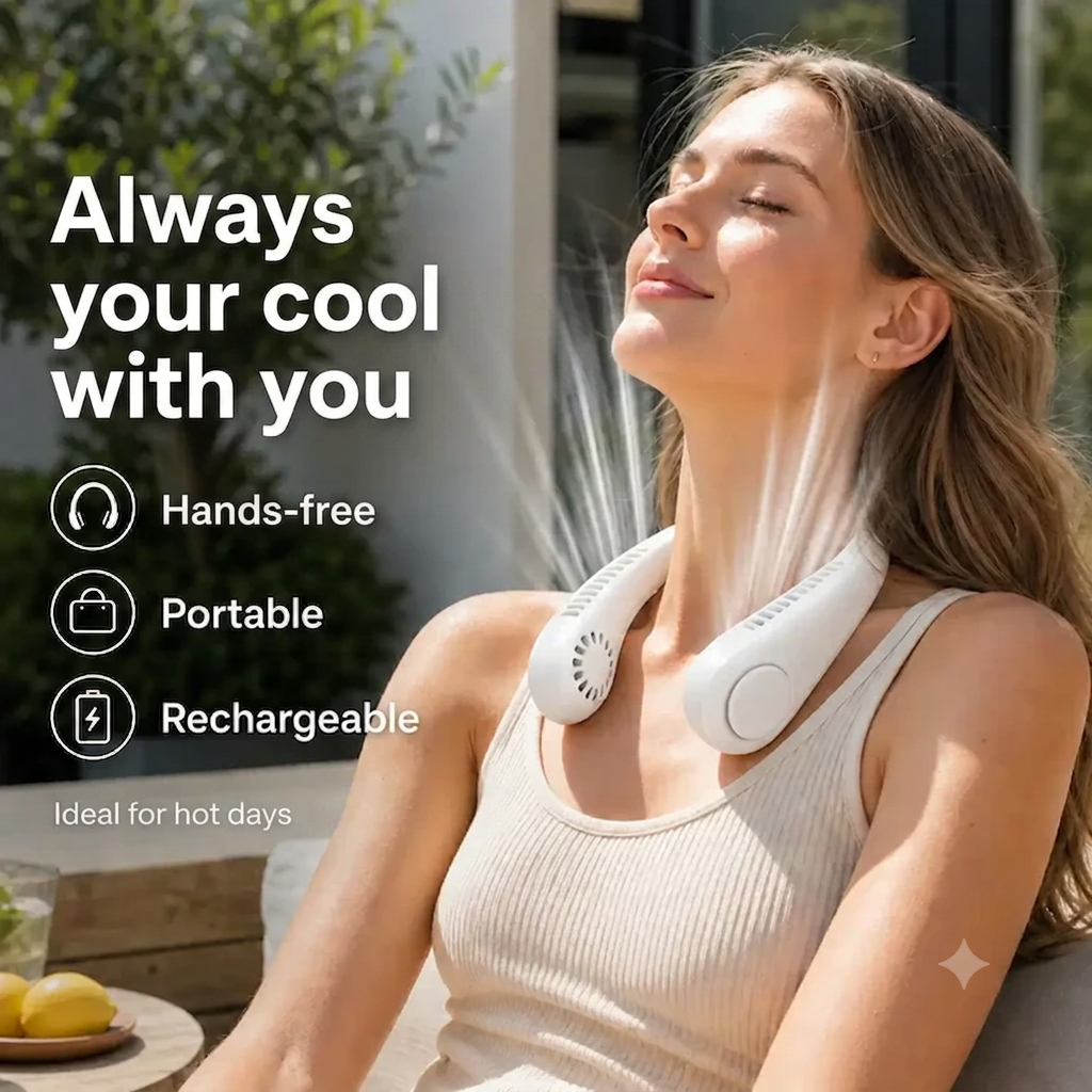 🔥Portable Bladeless Neck Fan Hands Free Personal Cooling Fan With 360° Airflow For Hot Summer Days