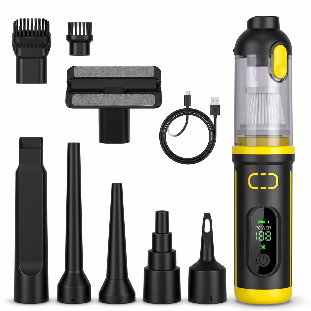 🥳2026 HOT SALE 50% OFF!🥳💞50K+ SOLD! 🚗💨  Portable Handheld Car Vacuum – Includes a variety of interchangeable nozzles🛡️✅