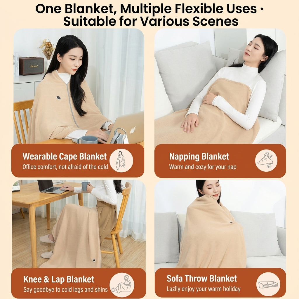 🔥 Free Shipping,Last Day 50% Off!🔥Portable USB Electric Heated Blanket Perfect for Outdoors or the Office. Use as a Single-Person Throw, Wrap, or Lap Blanket.