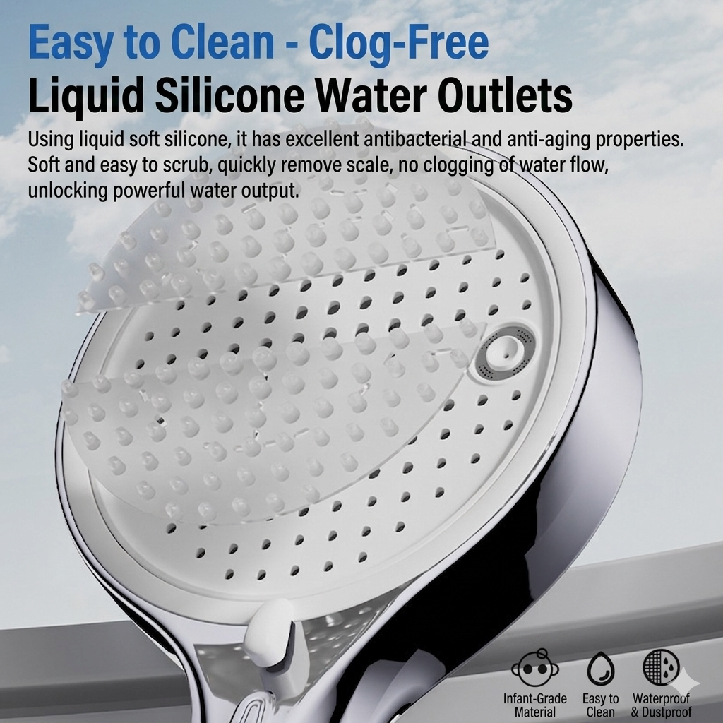 🔥50%off  High-pressure shower with adjustable spray – 15 cm panel and 7 modes for an ultimate shower experience! 🚿✨