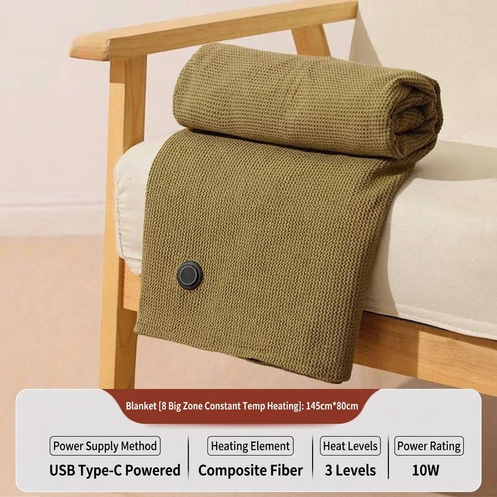 🔥 Free Shipping,Last Day 50% Off!🔥Portable USB Electric Heated Blanket Perfect for Outdoors or the Office. Use as a Single-Person Throw, Wrap, or Lap Blanket.