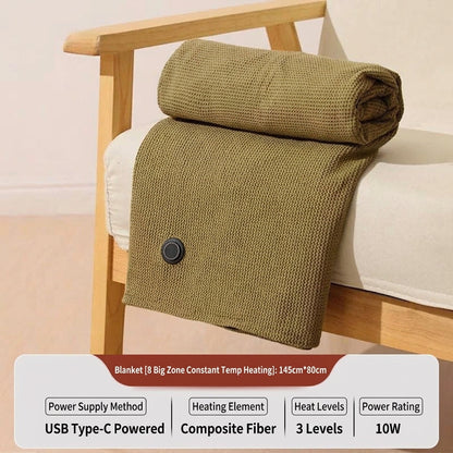 🔥 Free Shipping,Last Day 50% Off!🔥Portable USB Electric Heated Blanket Perfect for Outdoors or the Office. Use as a Single-Person Throw, Wrap, or Lap Blanket.
