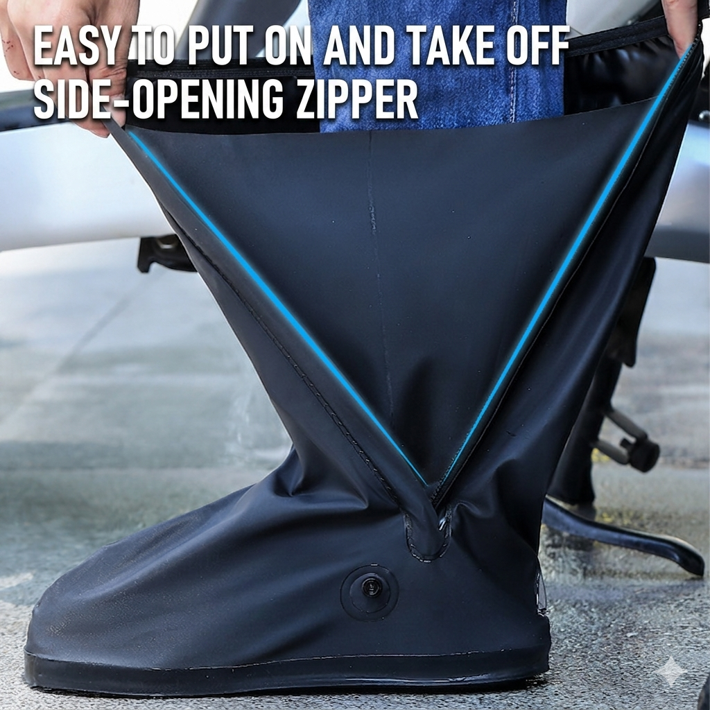 🔥Heavy-duty waterproof high-top rain boot covers, portable tall rain boot covers, suitable for various footwear types such as commuting, cycling, and hiking.