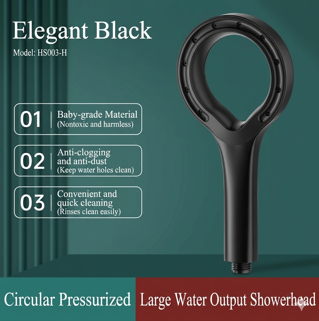Hollow Ring Pressurized Handheld Shower Head, Negative Ion Oxygenation Filter Shower Purify Water Remove Harmful Impurities for Daily Beauty Skin Care