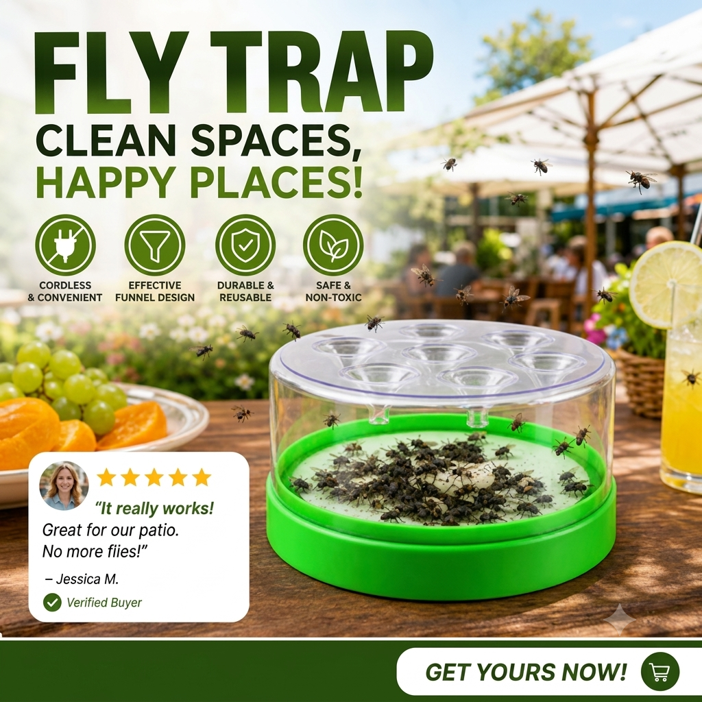 🦟Reusable Fly Trap – No Electricity, No Chemicals, Safe For Kids & Pets