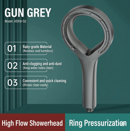 Hollow Ring Pressurized Handheld Shower Head, Negative Ion Oxygenation Filter Shower Purify Water Remove Harmful Impurities for Daily Beauty Skin Care