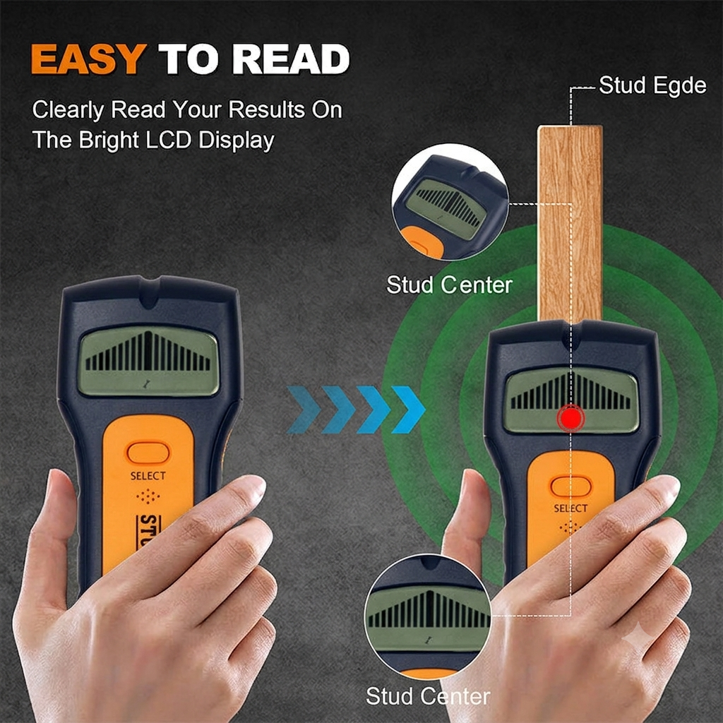 🔥Limited Time Deal 5-in-1 Digital Wall Stud Finder, Handheld Metal & Live AC Wire Detector, High Precision Drywall Scanner For DIY Hanging Projects