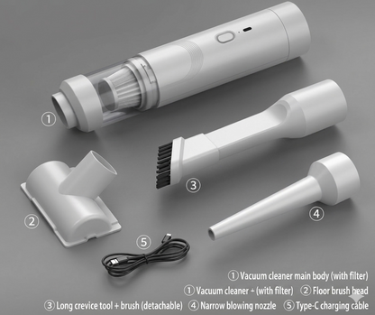 Handheld Brushless Car Vacuum, Wireless 2-in-1 Suction & Blower Dust Cleaner