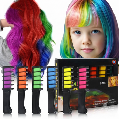 🚨Party Special 10 Color Temporary Hair Chalk Comb, Washable Disposable Vibrant Hair Dye Stick Amazon Supply For Halloween Cosplay Birthday