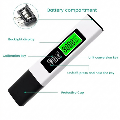 3-in-1 Digital Water Quality Tester Pen - Accurate TDS EC Temperature Detector for Drinking Water, Aquarium, Travel & Home Use