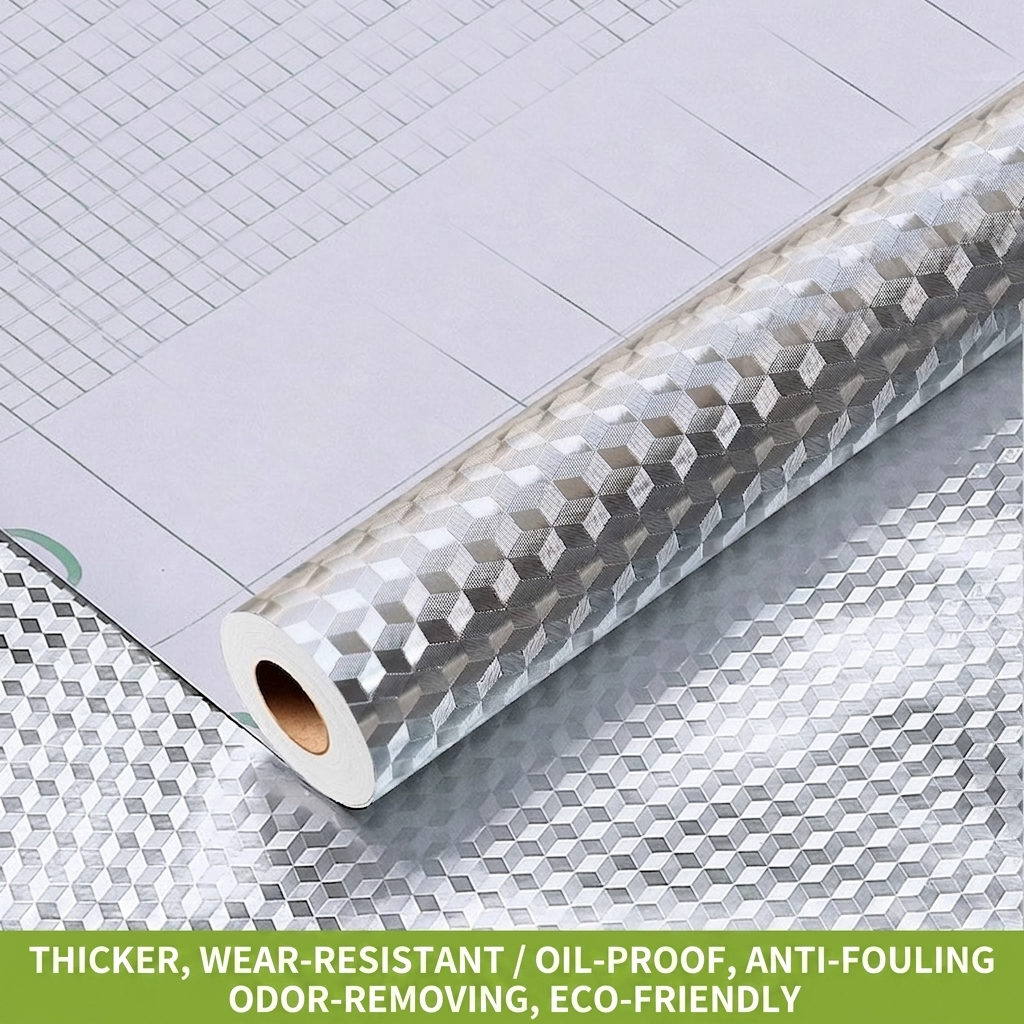 ✨No More Greasy Kitchen Walls – Waterproof Aluminum Foil Peel & Stick Wall Protector
