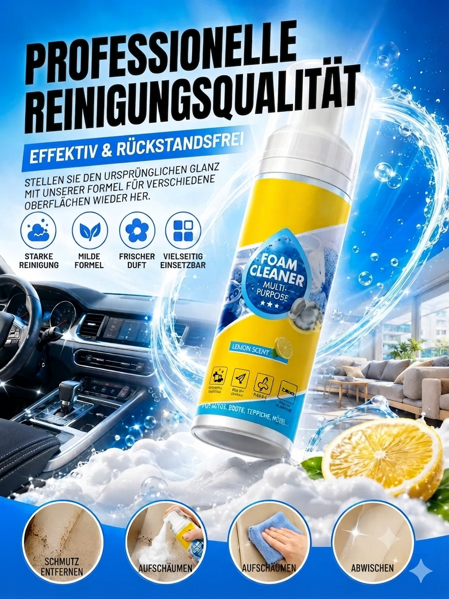 ✨Multifunktionaler Schaumreiniger｜Eine Flasche reinigt Auto, Sofa, Schuhe & Möbel
