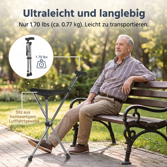 🔥Faltbarer, tragbarer Gehstockstuhl: Das beste Geschenk für Senioren