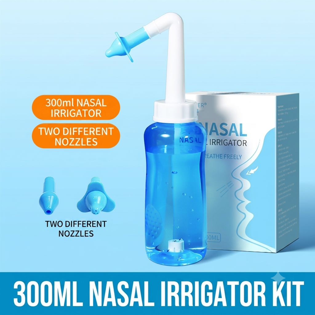 🔥Manual Nasal Irrigator For Adults Kids | Home Sinus Rinse Kit With Special Nasal Salt