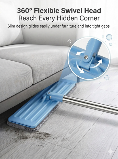 Household cleaning tool, no-rinse flat mop, suitable for both wet and dry use.