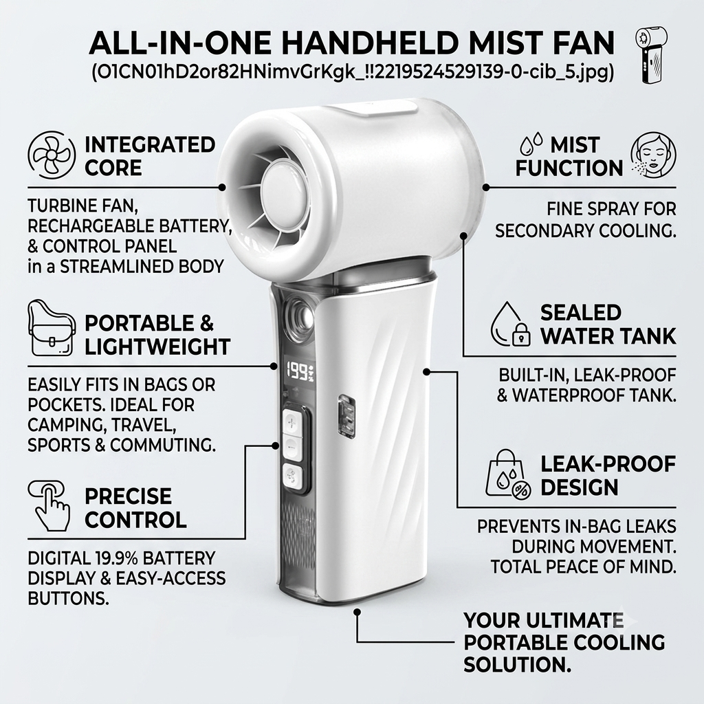 🔥 Limited Discount High-Speed Turbo Handheld Nano Mist Hydrating Fan, Stepless Variable Speed Portable Outdoor Misting Humidifier Fan for Travel, Beach, Camping