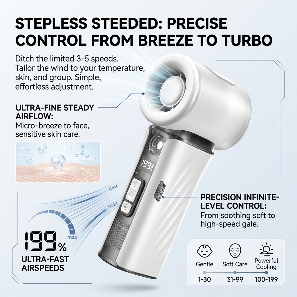 🔥 Limited Discount High-Speed Turbo Handheld Nano Mist Hydrating Fan, Stepless Variable Speed Portable Outdoor Misting Humidifier Fan for Travel, Beach, Camping