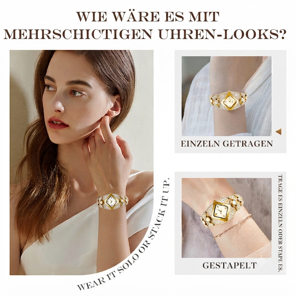 ⏳50% RABATT auf Vintage-Quarzuhr mit Strassbesatz