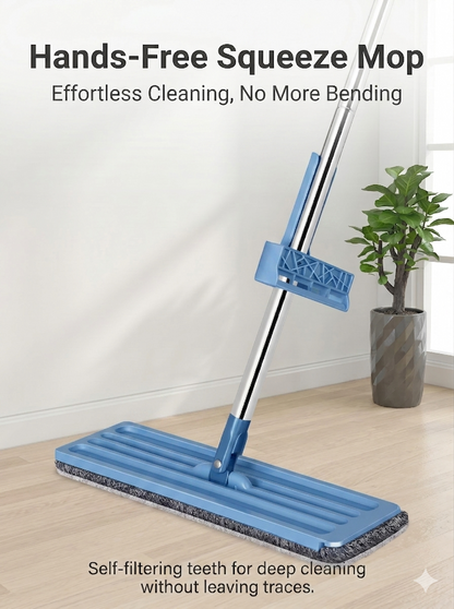 Household cleaning tool, no-rinse flat mop, suitable for both wet and dry use.