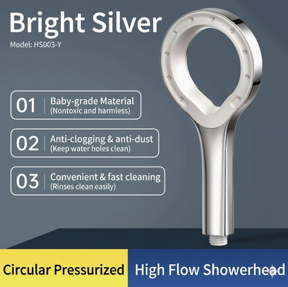 Hollow Ring Pressurized Handheld Shower Head, Negative Ion Oxygenation Filter Shower Purify Water Remove Harmful Impurities for Daily Beauty Skin Care