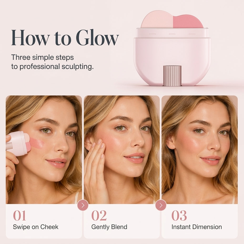 🌸Buy 2 Get 1 Free - 2-in-1 Blush & Highlighter Stick - Instantly Sculpt Your Cheekbones For A Professional-Looking Glow.