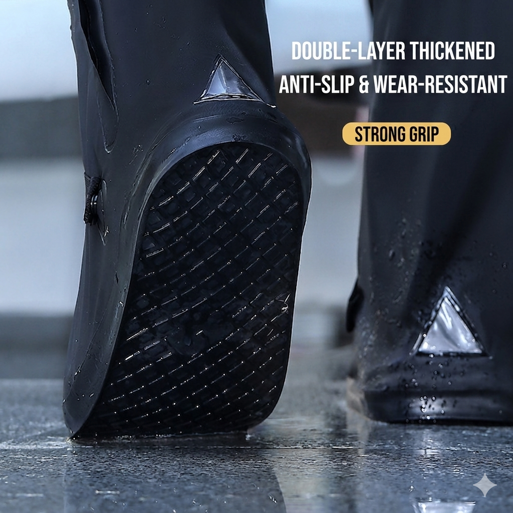 🔥Heavy-duty waterproof high-top rain boot covers, portable tall rain boot covers, suitable for various footwear types such as commuting, cycling, and hiking.