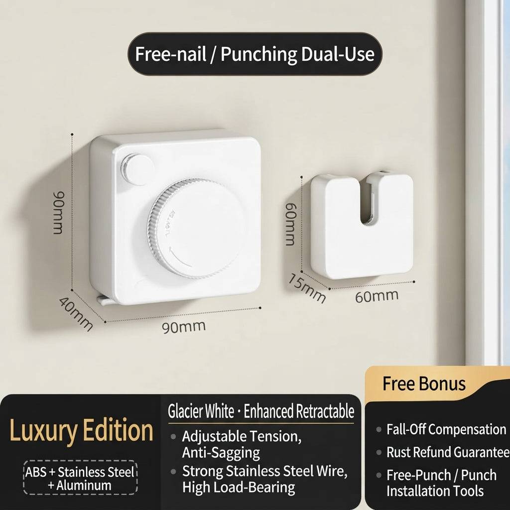 🧺 Retractable Stainless Steel Clothesline – Dry More, Save Space