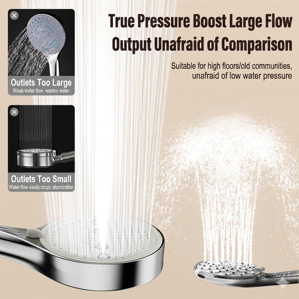 🔥50%off  High-pressure shower with adjustable spray – 15 cm panel and 7 modes for an ultimate shower experience! 🚿✨