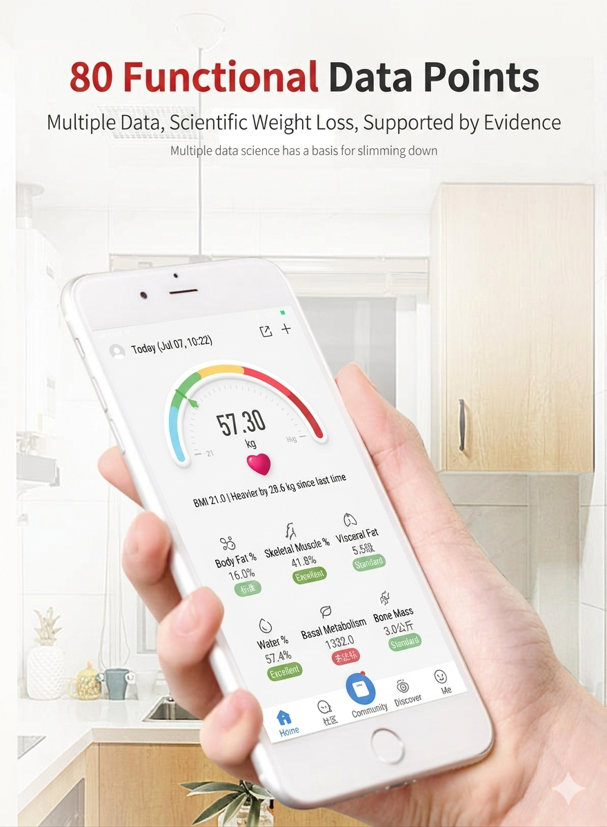 🔥Bluetooth Smart Body Fat Scale｜Track Full Body Data via Phone APP Easily