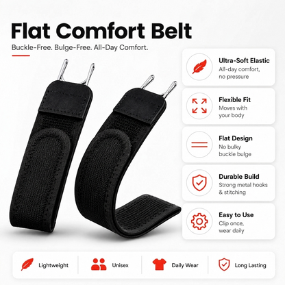 Hook & Loop Stretch Lazy Waist Belt with Durable Metal Hook, Fully Adjustable Comfort Elastic Waistband, Universal Convenient Buckle-Free Belt for All Body Types