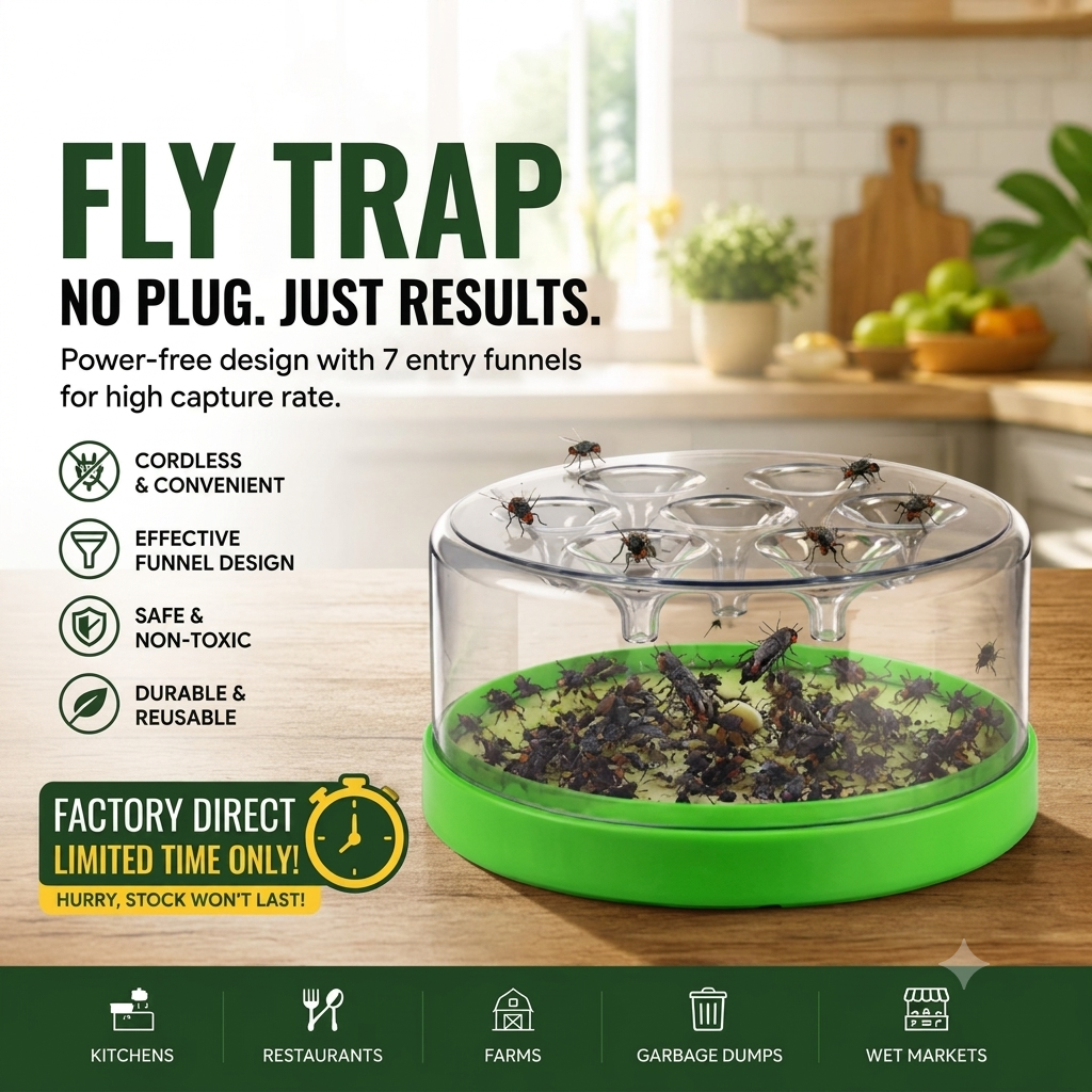 🦟Reusable Fly Trap – No Electricity, No Chemicals, Safe For Kids & Pets
