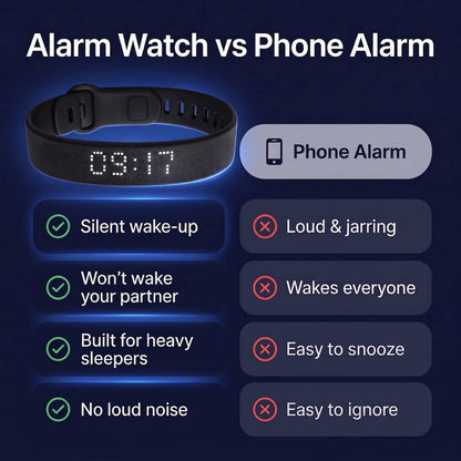 ⏰Silent Vibration Alarm Clock - Wrist-Worn Wake-Up Watch for Heavy Sleepers