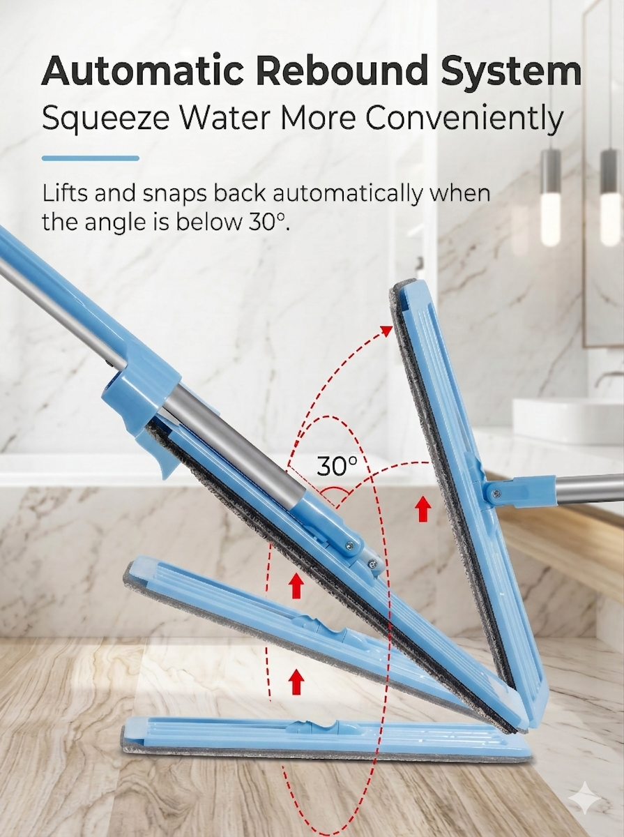 Household cleaning tool, no-rinse flat mop, suitable for both wet and dry use.