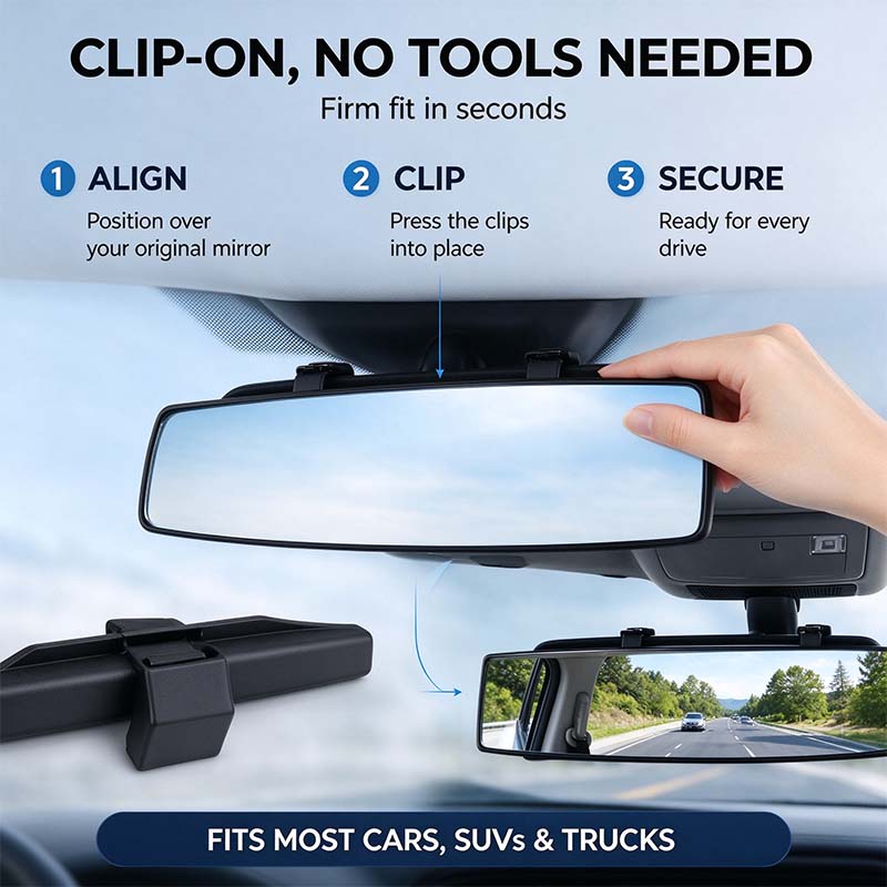 💥Buy 1, Get 1 Free 🚗HD Convex Panoramic Rearview Mirror, Clip-On Car Interior Mirror ☀️