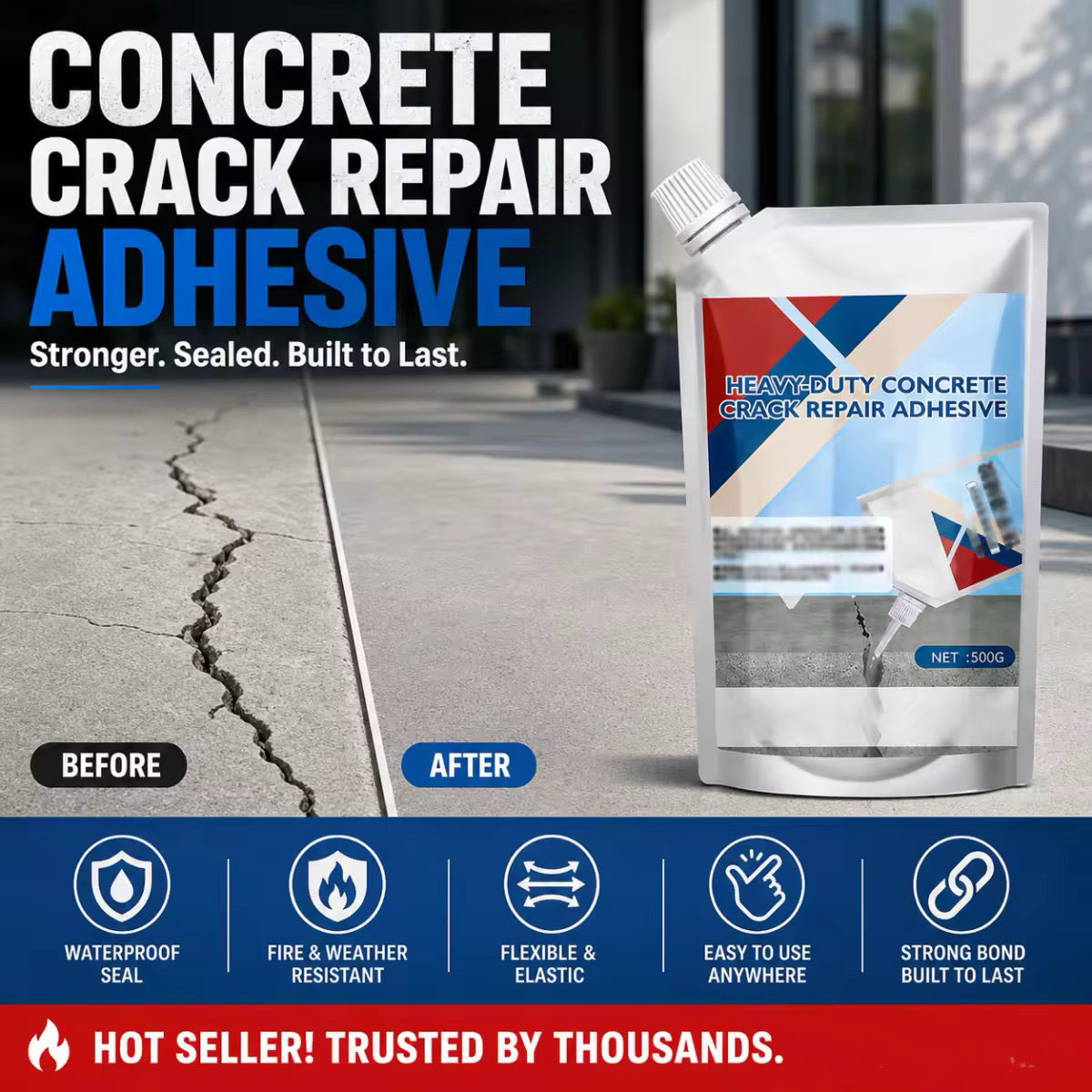 🔥Limited time 50% OFF! 👷‍♂️ Heavy-Duty Concrete Crack Repair Adhesive