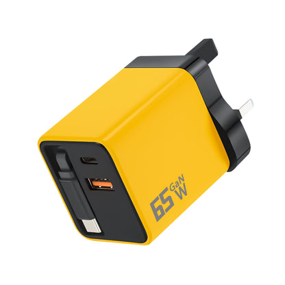 ⚡65W 3-in-1 Fast Charger with Retractable Cable – Charge Your Phone, Tablet & Laptop at the Same Time