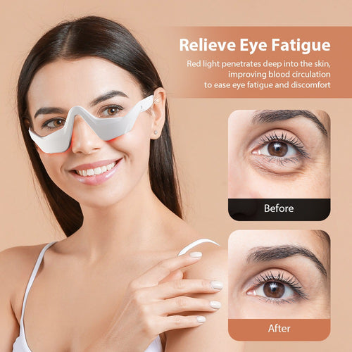 2-in-1 EMS Microcurrent & Red Light Eye Massage Beauty Instrument, At-Home Under-Eye Skin Tightening Tool for Dark Circles, Eye Bags, Wrinkles & Tired Eyes