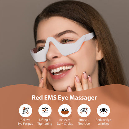 2-in-1 EMS Microcurrent & Red Light Eye Massage Beauty Instrument, At-Home Under-Eye Skin Tightening Tool for Dark Circles, Eye Bags, Wrinkles & Tired Eyes