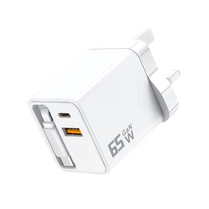 ⚡65W 3-in-1 Fast Charger with Retractable Cable – Charge Your Phone, Tablet & Laptop at the Same Time