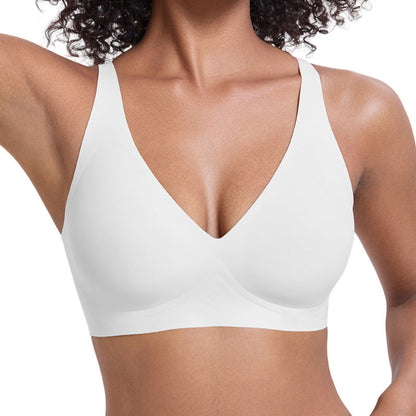 🏆 Last Day Special Price ! 💐Jelly Wireless Womens Comfortable Wireless Bras Push Up Bralettes Seamless Tshirts Bras Deep V Everyday Bras