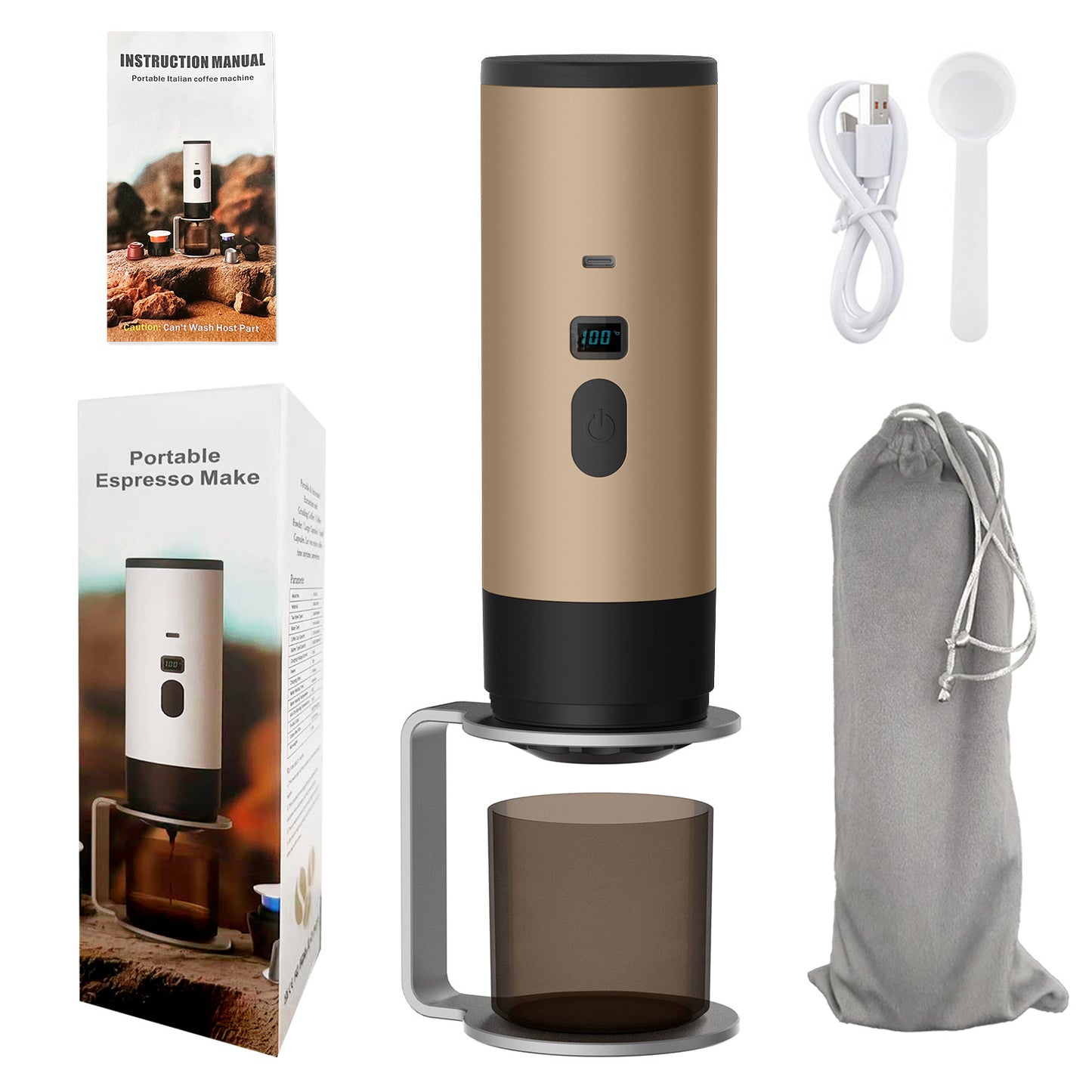✨ 2-in-1 Capsule & Ground Coffee Mini Machine For Road Trip & Outdoor Adventure