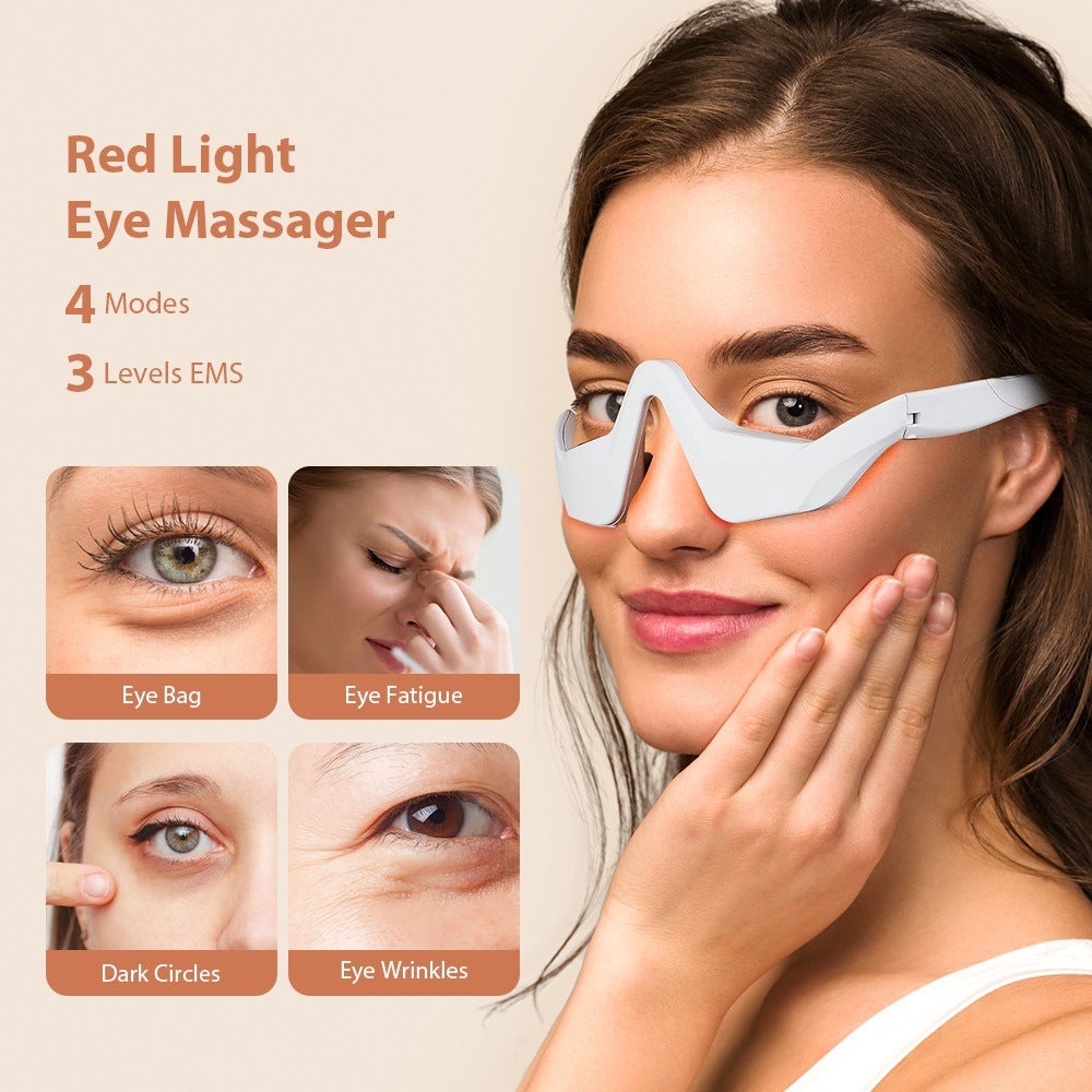 2-in-1 EMS Microcurrent & Red Light Eye Massage Beauty Instrument, At-Home Under-Eye Skin Tightening Tool for Dark Circles, Eye Bags, Wrinkles & Tired Eyes