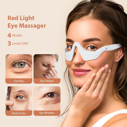 2-in-1 EMS Microcurrent & Red Light Eye Massage Beauty Instrument, At-Home Under-Eye Skin Tightening Tool for Dark Circles, Eye Bags, Wrinkles & Tired Eyes
