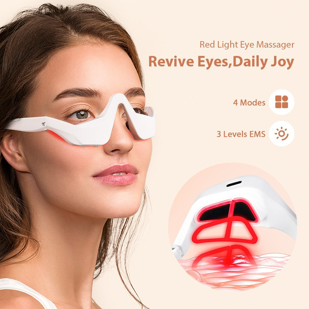 2-in-1 EMS Microcurrent & Red Light Eye Massage Beauty Instrument, At-Home Under-Eye Skin Tightening Tool for Dark Circles, Eye Bags, Wrinkles & Tired Eyes