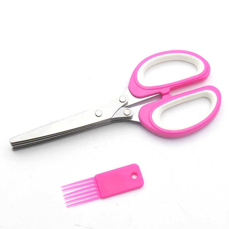 💥Buy 1, Get 1 Free ✂️5-Blade Stainless Steel Herb Scissors with Protective Sheath