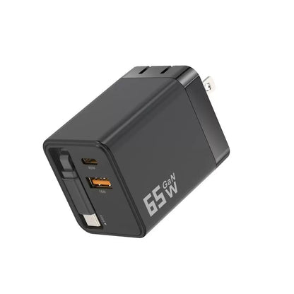 ⚡65W 3-in-1 Fast Charger with Retractable Cable – Charge Your Phone, Tablet & Laptop at the Same Time