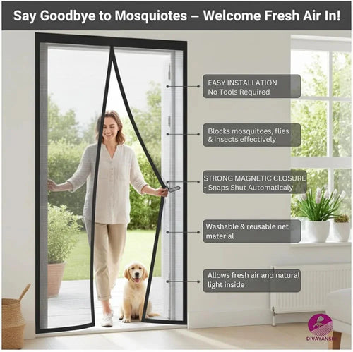 🦟 Easy Install Anti-Mosquito Door Curtain with Magnetic Closure Keeps Insects Out and Fresh Air In Effortlessly