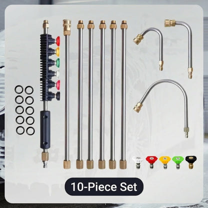🔥10Pcs Pressure Washer Extension Wand Kit, 1/4 Inch Quick Connect 4000PSI Power Washer Lance with Curved Rod for Air Conditioner Gutter Car House Cleaning