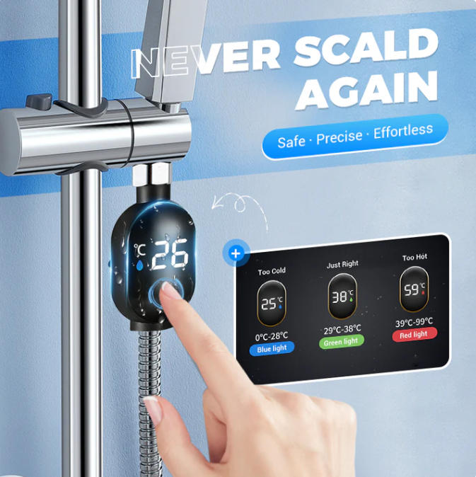 Shower thermometer - Instant digital display, waterproof and easy to install, ensuring shower safety.